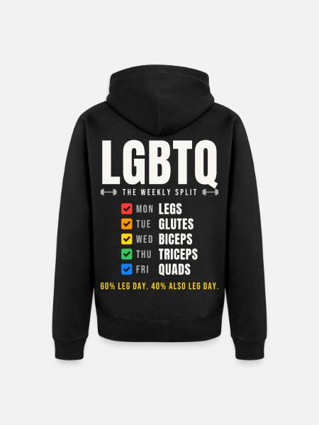 LGBTQ The Weekly Split Trainingsplan - Unisex Premium Bio Zip Hoodie - Schwarz