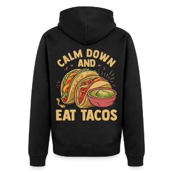 Mexican Mexico Tacos - Unisex Premium Bio Zip Hoodie - Schwarz - Hinten - Nico (187cm)