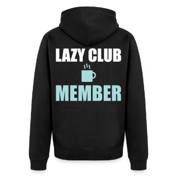 Faules Clubmitglied - Unisex Premium Bio Zip Hoodie - Schwarz - Hinten - Nico (187cm)