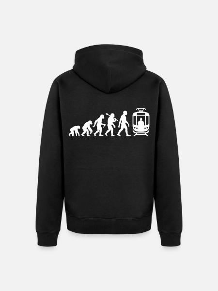 Evolution Straßenbahn Tram Für Straßenbahnfahrer - Unisex Premium Bio Zip Hoodie - Schwarz