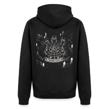 Waschbär Trash Cult Gothic Raccoon Halloween Spook - Unisex Premium Bio Zip Hoodie - Schwarz - Hinten - Nico (187cm)