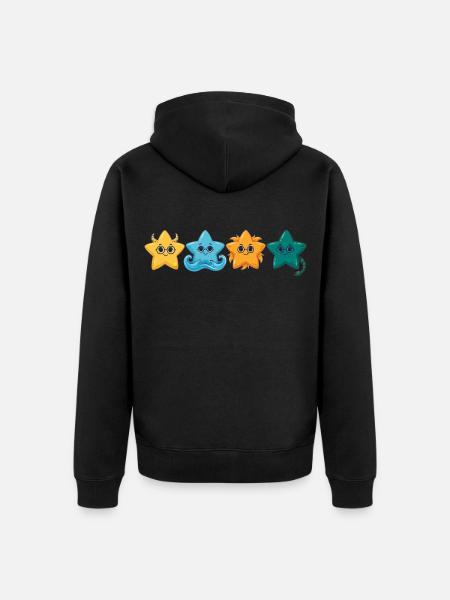 Süße Meeresstern-Charaktere - Unisex Premium Bio Zip Hoodie - Schwarz