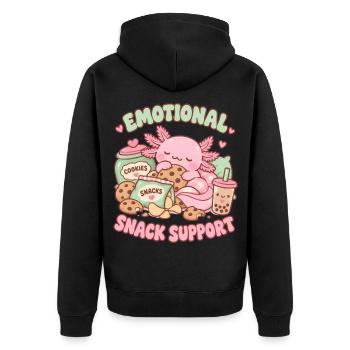 Emotionaler Snack Support - Unisex Premium Bio Zip Hoodie - Schwarz - Hinten - Nico (187cm)