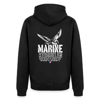 Kerguelen Marine Patch - Unisex Premium Bio Zip Hoodie - Schwarz - Hinten - Nico (187cm)