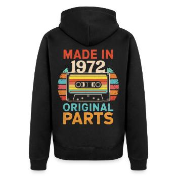 Geburtstag 1972 Original 70er 80er Kassettenband Retro - Unisex Premium Bio Zip Hoodie - Schwarz - Hinten - Nico (187cm)