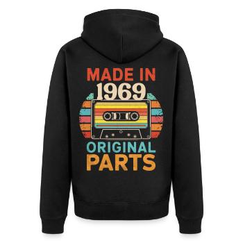 1969 Geburtstag Original 70er 60er Kassettenband Retro - Unisex Premium Bio Zip Hoodie - Schwarz - Hinten - Nico (187cm)