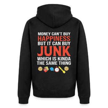 Trödelmarkt Flohmarkt - Unisex Premium Bio Zip Hoodie - Schwarz - Hinten - Nico (187cm)