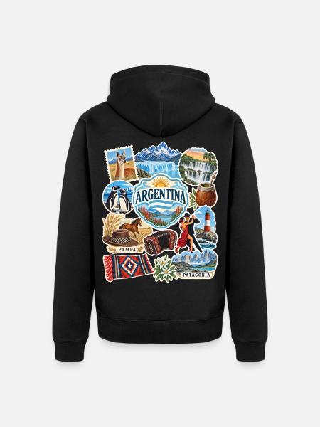 Argentinien Reisesticker - Unisex Premium Bio Zip Hoodie - Schwarz