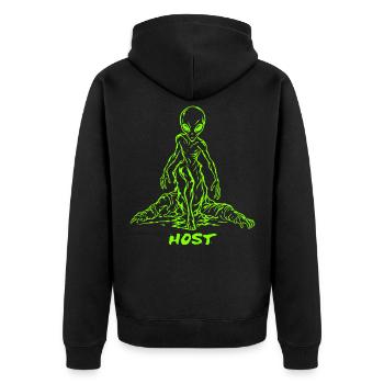 Host - Grey Alien Body Horror Sci-Fi  - Unisex Premium Bio Zip Hoodie - Schwarz - Hinten - Nico (187cm)