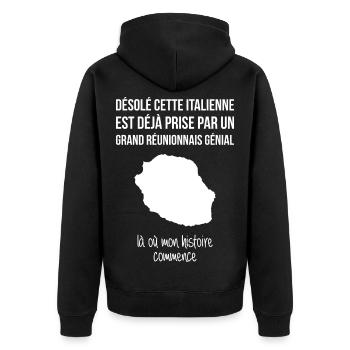 Entschuldigung, dieses Italienische ist schon von einer Gr... - Unisex Premium Bio Zip Hoodie - Schwarz - Hinten - Nico (187cm)