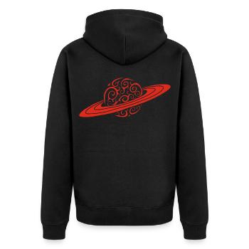 Roter Spiralplanet - Unisex Premium Bio Zip Hoodie - Schwarz - Hinten - Nico (187cm)