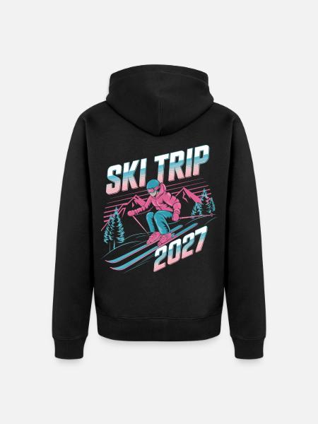 Skireise 2027 Neon Retro - Unisex Premium Bio Zip Hoodie - Schwarz