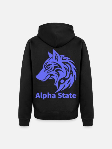 Alpha State Wolf-Emblem - Unisex Premium Bio Zip Hoodie - Schwarz