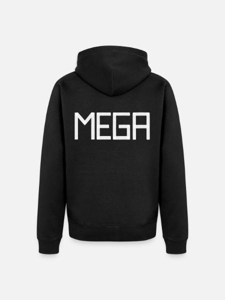 MEGA in Pinselstruktur - Unisex Premium Bio Zip Hoodie - Schwarz