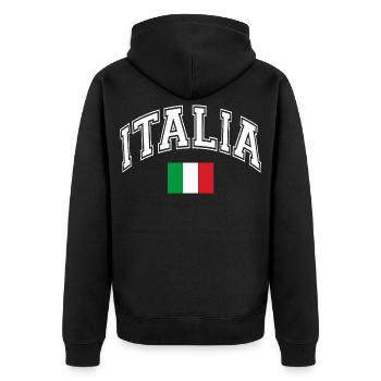 Italien Vintage Arc-Flagge - Unisex Premium Bio Zip Hoodie - Schwarz - Hinten - Nico (187cm)