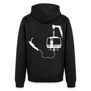  Bungee Jumper Geschenkidee, Bungy Jumps, Bungee - Unisex Premium Bio Zip Hoodie - Schwarz - Hinten - Nico (187cm)