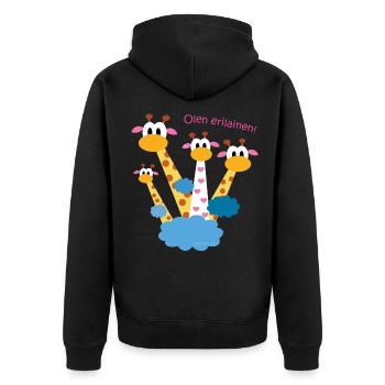 Giraffenfreunde - Olen erilainen - Finnisch - Unisex Premium Bio Zip Hoodie - Schwarz - Hinten - Nico (187cm)