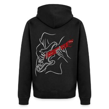Akustikgitarre Bassist Musiker Gitarre Vintage - Unisex Premium Bio Zip Hoodie - Schwarz - Hinten - Nico (187cm)
