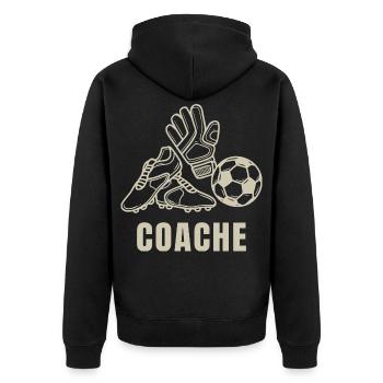Vater Footballtrainer - Unisex Premium Bio Zip Hoodie - Schwarz - Hinten - Nico (187cm)