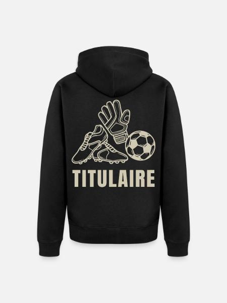 Kind-Football-Träger - Unisex Premium Bio Zip Hoodie - Schwarz