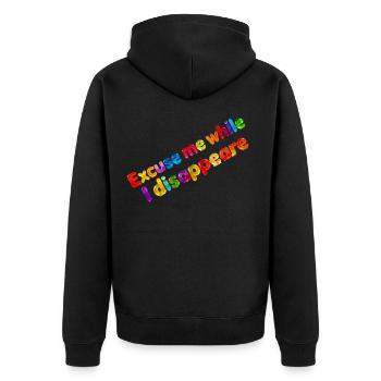 Entschuldigen Sie, während ich verschwinde. - Unisex Premium Bio Zip Hoodie - Schwarz - Hinten - Nico (187cm)