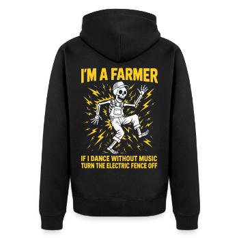 Landwirt, Kuhbauer, Farmer, Landwirtschaft, Bauer - Unisex Premium Bio Zip Hoodie - Schwarz - Hinten - Nico (187cm)