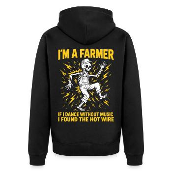 Landwirt, Kuhbauer, Farmer, Landwirtschaft, Bauer - Unisex Premium Bio Zip Hoodie - Schwarz - Hinten - Nico (187cm)