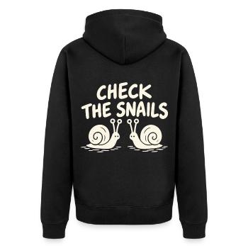 Check the Snails. Mein Hirn ist durch. - Unisex Premium Bio Zip Hoodie - Schwarz - Hinten - Nico (187cm)