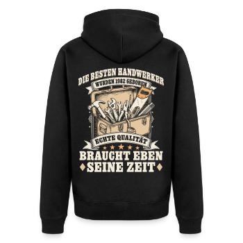 Handwerker 1982 Jahrgang geboren Geburtstag - Unisex Premium Bio Zip Hoodie - Schwarz - Hinten - Nico (187cm)