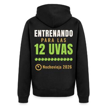 Training für die 12 Trauben - Unisex Premium Bio Zip Hoodie - Schwarz - Hinten - Nico (187cm)