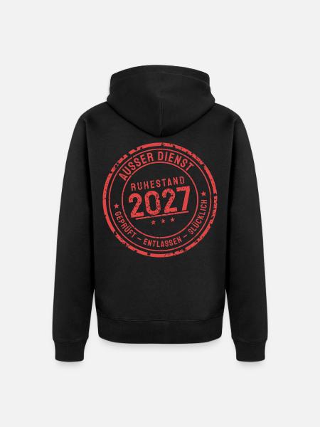 Ruhestand 2027 Stempel - Unisex Premium Bio Zip Hoodie - Schwarz