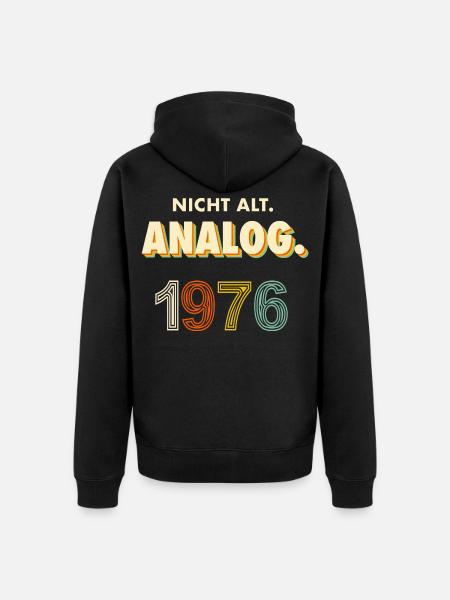 1976-Nicht-alt-Analog - Unisex Premium Bio Zip Hoodie - Schwarz
