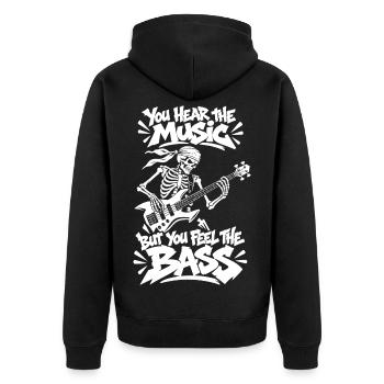 Feel The Bass - Unisex Premium Bio Zip Hoodie - Schwarz - Hinten - Nico (187cm)