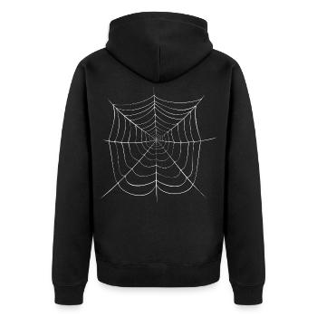 Spinnennetz ohne Spinne Halloween Netz web vintage - Unisex Premium Bio Zip Hoodie - Schwarz - Hinten - Nico (187cm)