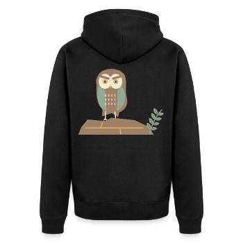 Little Owl on a Stone Wall - Unisex Premium Bio Zip Hoodie - Schwarz - Hinten - Nico (187cm)