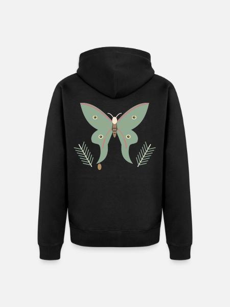 Spanischer Mondmotte und Kiefer - Unisex Premium Bio Zip Hoodie - Schwarz