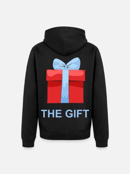 Rotes Geschenk mit Blauem Band - Unisex Premium Bio Zip Hoodie - Schwarz