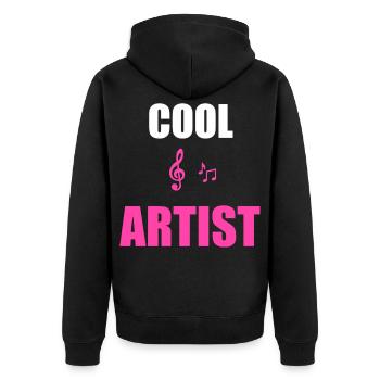 Cooler Künstler-Musik-Tee - Unisex Premium Bio Zip Hoodie - Schwarz - Hinten - Nico (187cm)