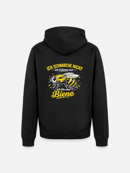 Ich schnarche nicht lustiger Bienenspruch - Unisex Premium Bio Zip Hoodie - Schwarz
