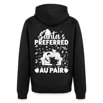 Childcare Provider Santa´s Preferred Au Pair - Unisex Premium Bio Zip Hoodie - Schwarz - Hinten - Nico (187cm)