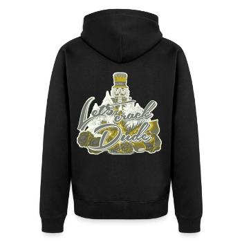 Feiertagshumor Nussknacker lässt Kerl Gold knacken - Unisex Premium Bio Zip Hoodie - Schwarz - Hinten - Nico (187cm)
