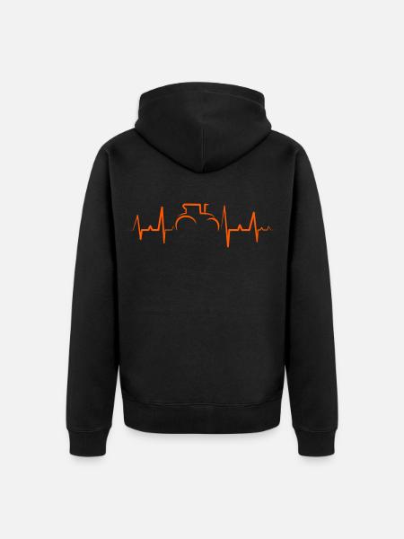 Traktor Herzschlag Bauernhof - Unisex Premium Bio Zip Hoodie - Schwarz