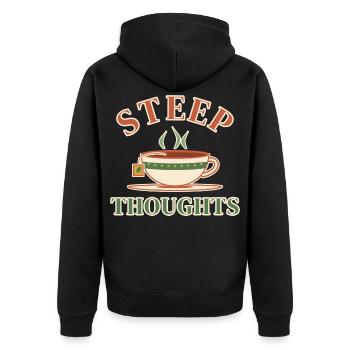 Steile Gedanken - Unisex Premium Bio Zip Hoodie - Schwarz - Hinten - Nico (187cm)