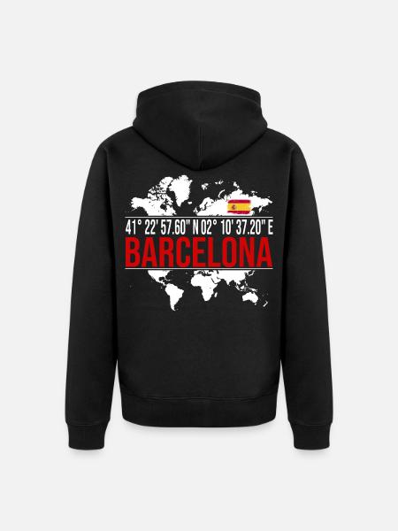 Barcelona - Unisex Premium Bio Zip Hoodie - Schwarz