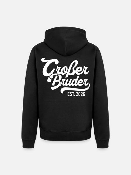 Großer Bruder EST 2026 Retro - Unisex Premium Bio Zip Hoodie - Schwarz