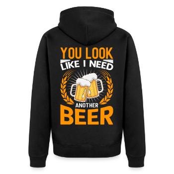 Noch Ein Bier Bitte - Unisex Premium Bio Zip Hoodie - Schwarz - Hinten - Nico (187cm)