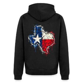 Texas Spray Flag Splash - Unisex Premium Bio Zip Hoodie - Schwarz - Hinten - Nico (187cm)