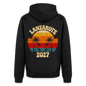 Lanzarote Sunset 2027 - Unisex Premium Bio Zip Hoodie - Schwarz - Hinten - Nico (187cm)