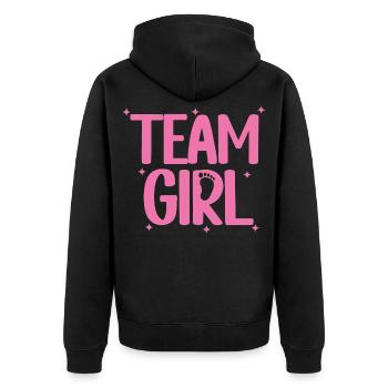 Team Girl Pink Geschlechterenthüllungsparty Matching Familie - Unisex Premium Bio Zip Hoodie - Schwarz - Hinten - Nico (187cm)