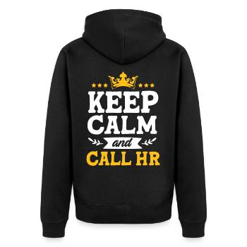 HR Manager - Unisex Premium Bio Zip Hoodie - Schwarz - Hinten - Nico (187cm)